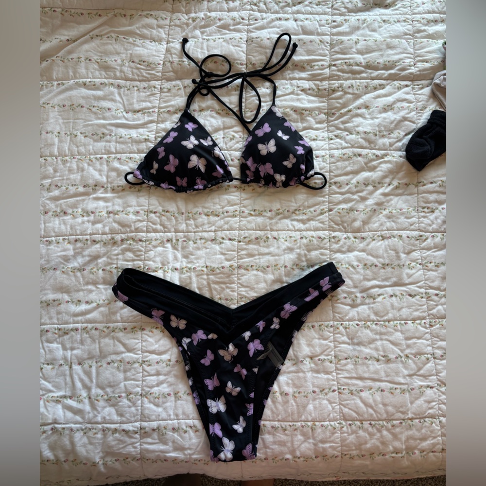 Black and Purple Butterfly Bikini Swimwear